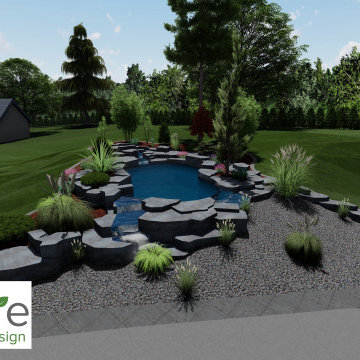 Natural Stone Pond with waterfall