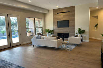 Living room and fireplace wall