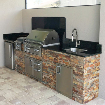 Outdoor Kitchens, BBQs with Terrablend Ledgestone Natural Stone Panels