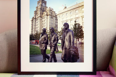 The Beatles and the Liverbuilding in Liverpool views, mounted prints