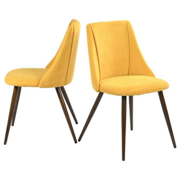 Homycasa 32.7"H Modern Fabric Dining Chair in Yellow (Set of 2)