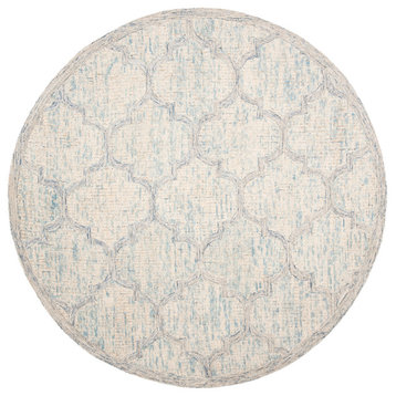 Safavieh Abstract Collection, ABT474 Rug, Ivory/Light Blue, 6'x6' Round