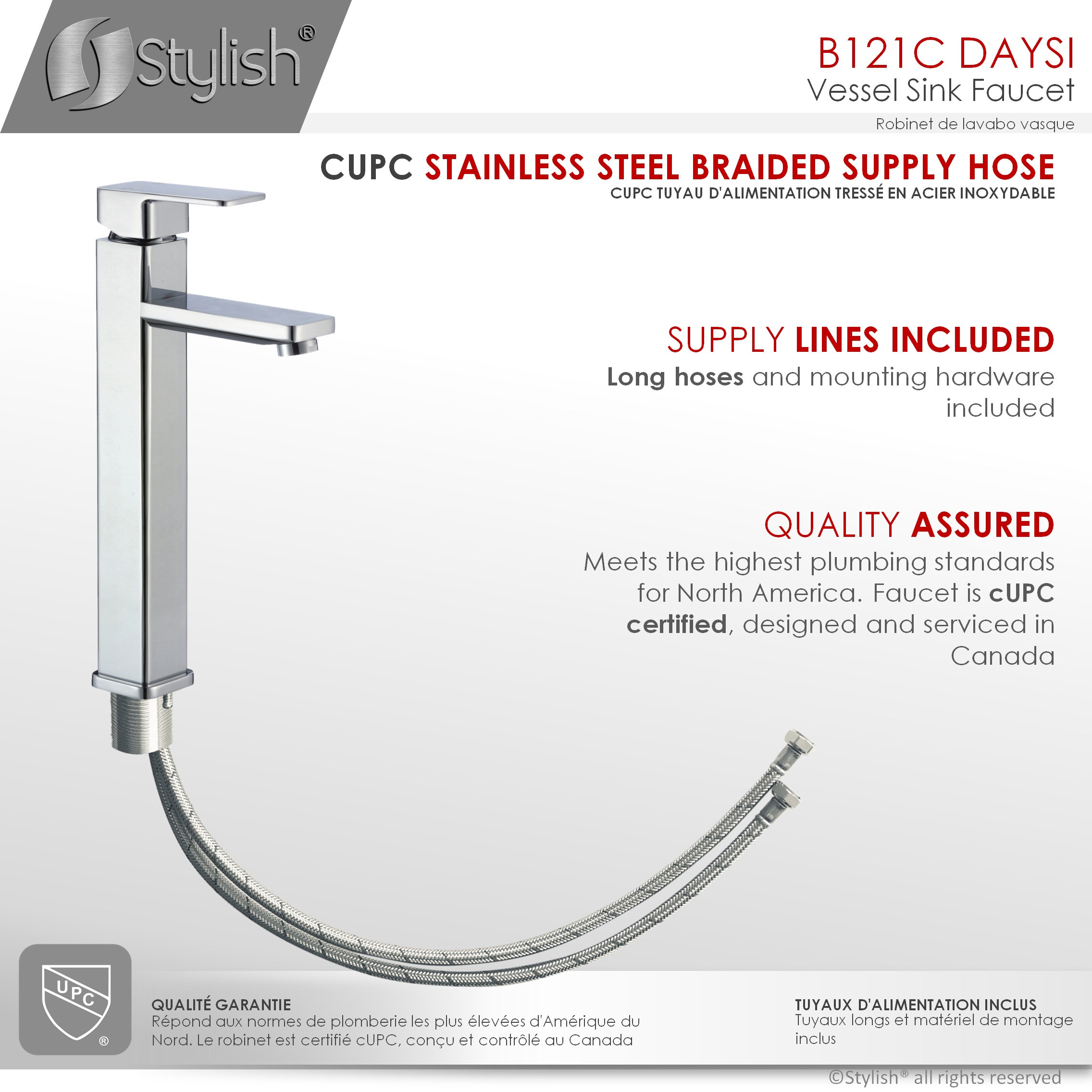 STYLISH Vessel Sink Single Hole Bathroom Faucet, Polished Chrome