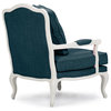 Antoinette Classic Antiqued Fabric French Accent Chair, Azure