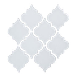 Bright White Arabesque Glass Tile Mosaic - Mosaic Tile