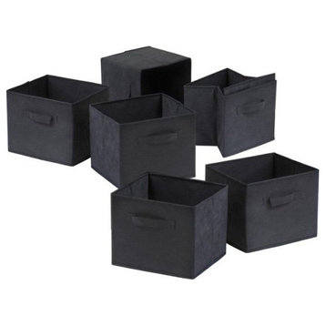 Capri Set of 6 Foldable Black Fabric Baskets