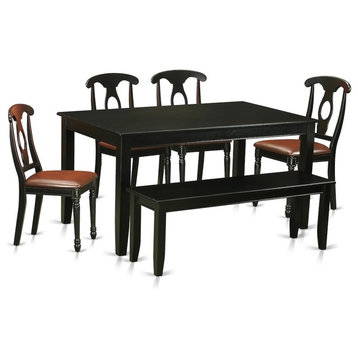 6-Piece Kitchen Table Set, Table And 4 Kitchen Chairs Coupled With Bench