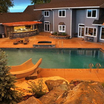 Farmhouse Backyard Pool & Spa