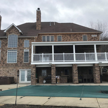 Exterior Stone Work, New Deck Roof, Stained Pine Deck Ceiling, New Deck