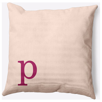 20" x 20" Modern Monogram Indoor/Outdoor Polyester Throw Pillow, Dusty Rose
