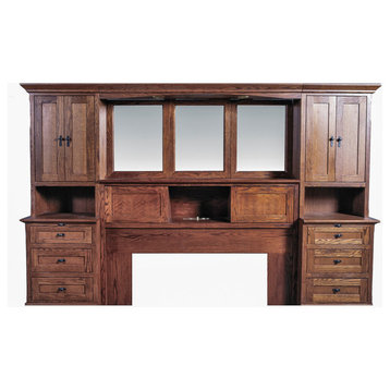 Mission Queen Pier Wall, With Beveled Mirror, Mahogany Alder, King