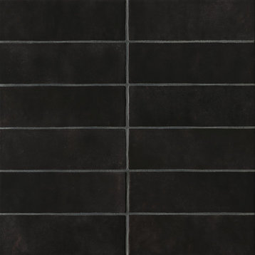 Cloe 2.5"x8" Artisan Ceramic Subway Tile, Black