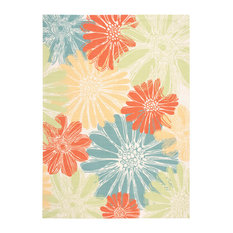 Nourison Home & Garden Floral Ivory 5'3" x 7'5" Indoor Outdoor Area Rug