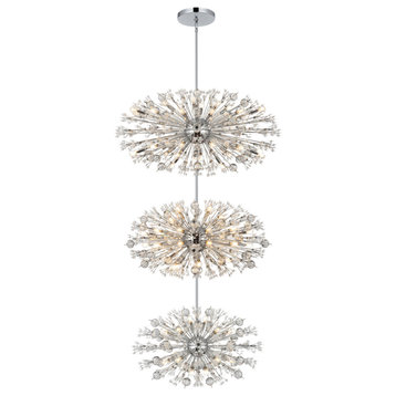 Elegant Lighting 50" Three Tiers Crystal Starburst Chandelier