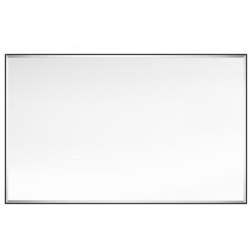 Rectangle Aluminum Framed Wall Mounted Mirror With Beveled Edge, Black, 30"x48"