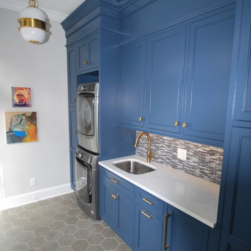 Blue and Gray Laundry and Mudroom