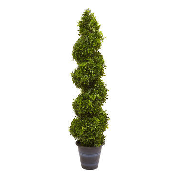 Boxwood Spiral Topiary With Planter, Indoor/Outdoor