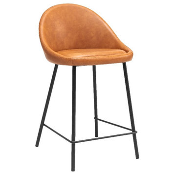 Plata Import Vero Modern 26'' Bar Stool in Tan Faux Leather (Set Of 2)