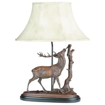 Sculpture Table Lamp Nibbling Elk Hand Painted OK Casting 1Light Made