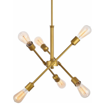 Elegant Lighting LD8017D18 Axel 6 Light 17"W Sputnik Chandelier - Brass