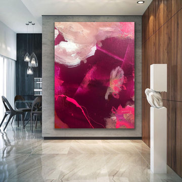 Rosy- Abstract Painting Original Contemporary pink Modern, Large minimal Artwork