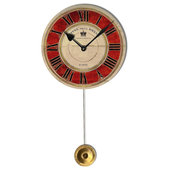 Retro Red Metal Kitchen Wall Clock With Timer (PPB)