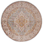 Amer Rugs - Eternal Solidad Area Rug, Blue, 6'7"x6'7"R, Oriental - Traditional designs developed to bring old world charm to your home or office. Flaunting deep, rich color palettes, this rug is versatile enough to easily fit into a traditional or transitional home. Featuring a vintage, weathered look and a super low pile, you'll love both its design and craftsmanship. Power-loomed in Turkey from 100% polypropylene, this rug is super durable and low-maintenance.