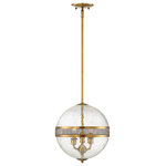 Savoy House - Stirling 3-Light Pendant, Warm Brass - Give your home a bold, vintage-inspired look with the Savoy House Stirling 3-Light Pendant. Its large, orb-shaped shade of crackled glass brings you high drama, especially when paired with the band of mesh detailing that adds even more texture.