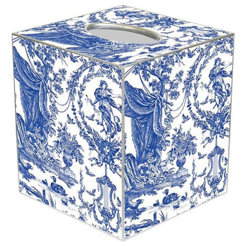 TB1503-Royal Blue Toile Tissue Box Cover