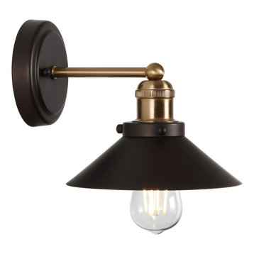 June 7.88" 1-light Metal Shade Sconce, Oil Rubbed Bronze/Brass Gold