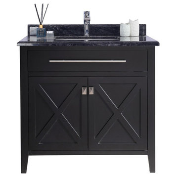 Wimbledon, 36" Espresso Cabinet With Black Wood Marble Countertop