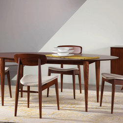 Cona Rectangular Maple Dining Table with Strata Texture Top in Chestnut Finish - Products