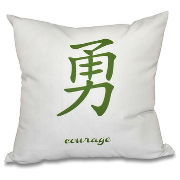 20"x20" Courage, Word Print Pillow, Green