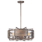 Maxim Lighting - Outland 8-Light Pendant - Combining wood panels finished in Barnwood with mesh and metal finished in Weathered Zinc creates a rustic look appropriate for today's interiors. Bolt head accents complete the look and add an industrial element to this collection which works well in Modern Farmhouse design.