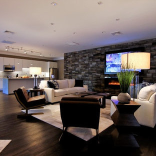 75 Beautiful Black Vinyl Floor Family Room Pictures Ideas Houzz
