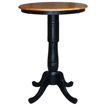 30" Round Top Pedestal Table, Black/Cherry