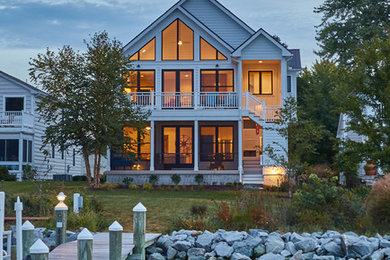 Inspiration for a transitional white two-story exterior home remodel in Baltimore