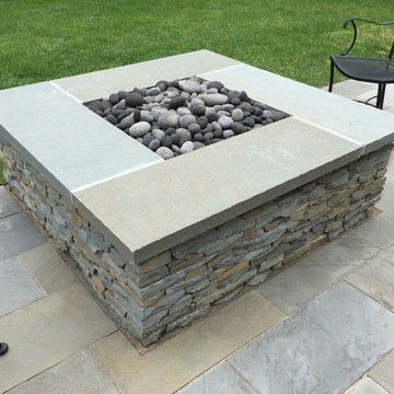 Bluestone outdoor kitchen and fire ring in Edina