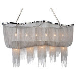 CWI Lighting - Secca 13 Light Down Chandelier With Chrome Finish - Let the Secca 13 Light Chandelier help you create a cozy, glam interior. This oversized fixture shines without making a loud scene. It's grand yet gracious. It provides drama without overwhelming. Designed with a curvy chrome frame adorned by silvery tassels and a curtain of thin metallic chains, this light source will bring an opulent finish to wherever it is placed.  Feel confident with your purchase and rest assured. This fixture comes with a one year warranty against manufacturers defects to give you peace of mind that your product will be in perfect condition.