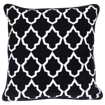 Parkland Collection Transitional Geometric Black 20" x 20" Pillow