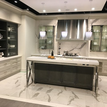 Porcelain slab b.s & caesarstone countertop