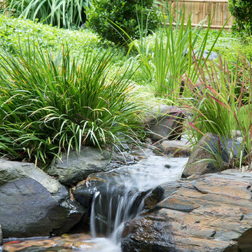 Blackburn Japanese-style garden, pond and waterfall