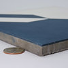 8"x8" Tantan Handmade Cement Tile, Navy Blue/White, Set of 12