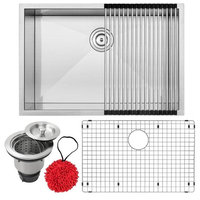 28" Zero Radius Undermount 16-Gauge Stainless Steel Single Basin Kitchen Sink, S