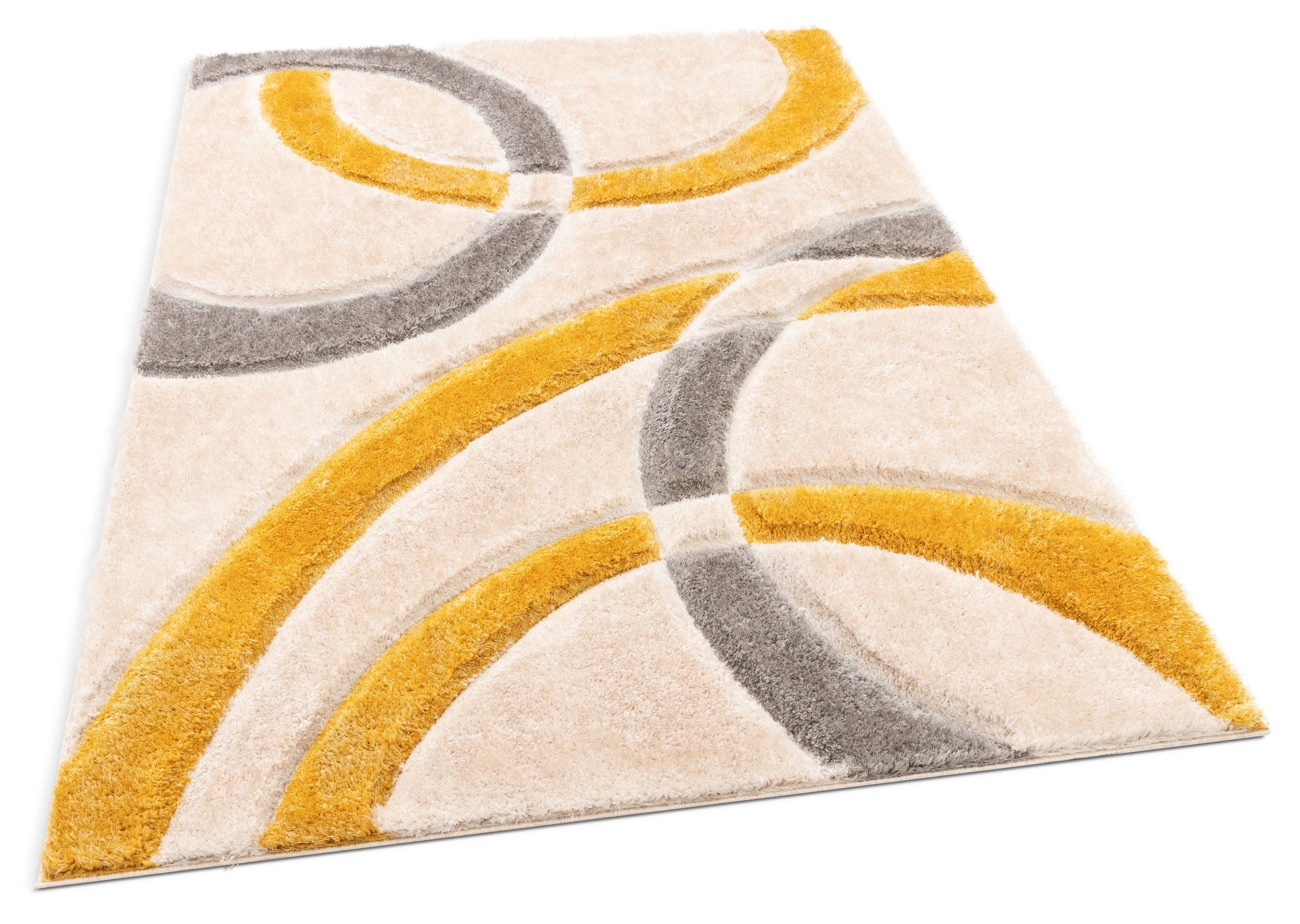 Well Woven San Francisco Bevel Modern Geo Abstract Arcs Yellow Shag ...