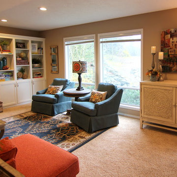 Vancouver Transitional Blue/Orange Living Room