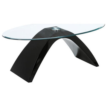 Furniture of America Pelletoni Contemporary Glass Top Coffee Table in Black