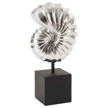 Nautilus Shell Table Sculpture, Silver Leaf
