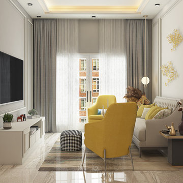 Classic European Design | Living Room | 3BHK | Bonito Designs