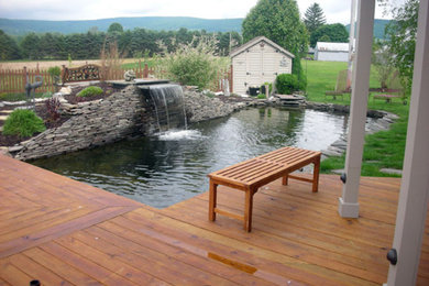 Design ideas for a backyard water fountain landscape in Other.